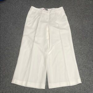 Lafayette 148 White Wide Leg Trousers Creamy White Womens Size 10 Polyester